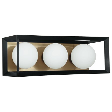 Dainolite 3Lt Halogen Vanity Black & Aged Brass V166-3W-BK-AGB